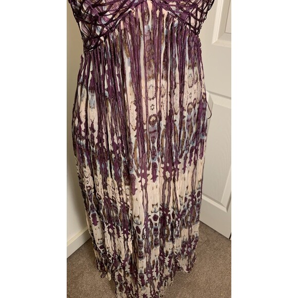 Free People Freyja Fringe Maxi Dress Medium Boho Fairy Strappy V Neck Whimsy - Picture 5 of 16